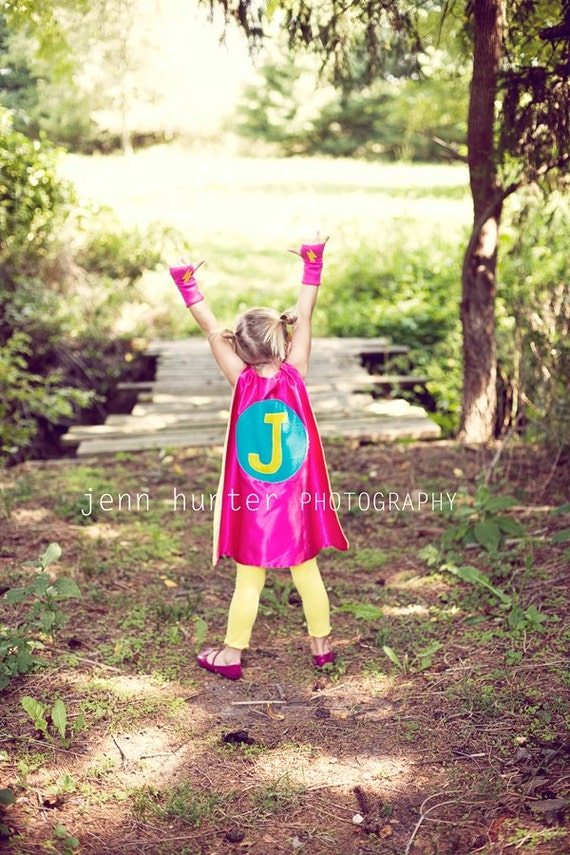 SUPER HERO CAPE -Girls doublesided (Personalized Initial) Customized Cape Il_570xn