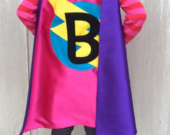 Best selling Kids SUPERHERO Cape Personalized double sided cape - Any Initial - Boy Birthday Gift - Costume - Superkidcapes Original