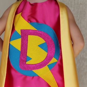 NEW Girls Superhero Cape with Sparkle Letter - Personalized - FAST DELIVERY - Super hero party cape