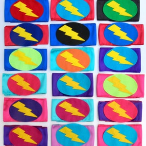 Fast Shipping - Superhero Accessory Belt - LIGHTNING BOLT BELT - Halloween costume accessory - Matches Superkid Capes - Lots of Colors