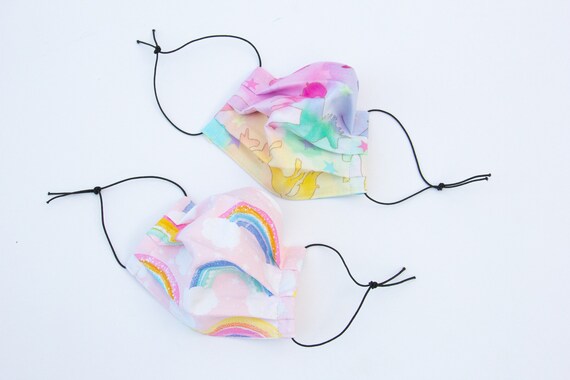 Girls Face Mask | KIDS Face Mask With Filter Layer | Or Adult Face Mask With Filter Layer | Rainbow Face Mask Adult | Reusable Mask Il_570xn