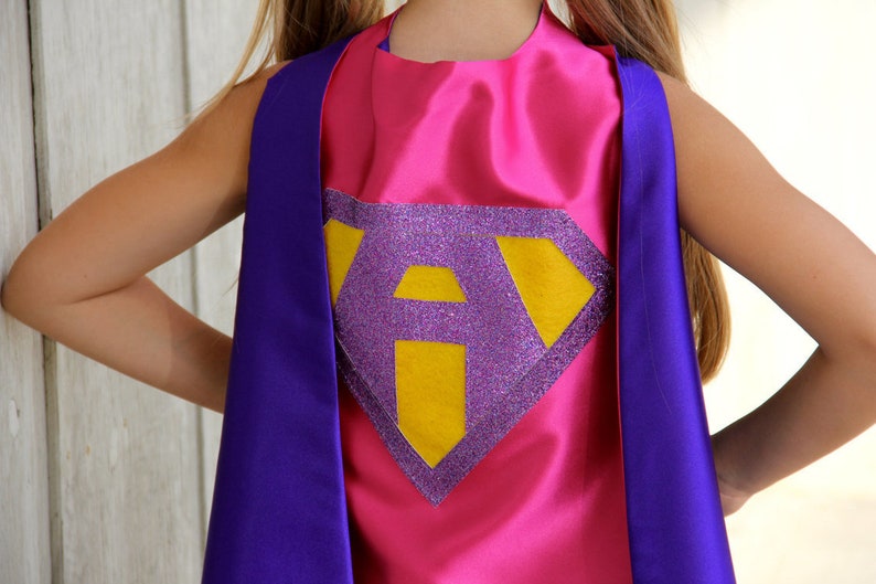 Personalized SUPERHERO CAPE Custom Gold Shield Fast Delivery Personalized Initial Kid Costume Kids Superhero Party Easter basket image 6