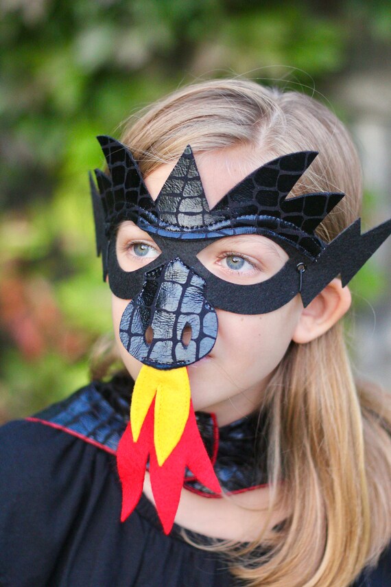 Halloween Ready BLACK DRAGON MASK - Shiny Scales - Kids Halloween Dragon Costume - Option to add additional pieces Il_570xn
