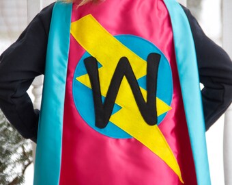 Best Selling Girls Personalized Superhero Cape - Choose the initial & color - Superkidcapes Original - FAST DELIVERY - Superhero party cape