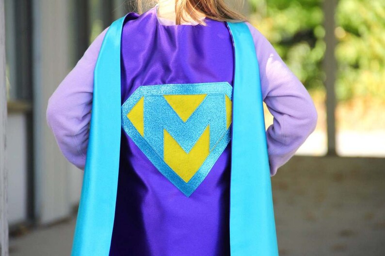 Personalized SUPERHERO CAPE Custom Gold Shield Fast Delivery Personalized Initial Kids Superhero Party 7