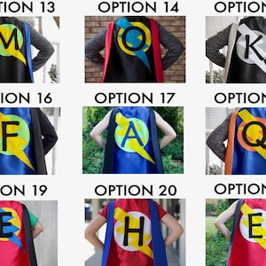 Best selling Kids SUPERHERO Cape Personalized double sided cape Any Initial Boy Birthday Gift Costume image 9