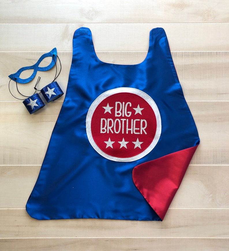 BIG BROTHER CAPE Set Kids superhero cape Big Brother Gift Big Sister Gift Big Brother Gift From Baby Big Brothers Are Superheroes blue/red big brother