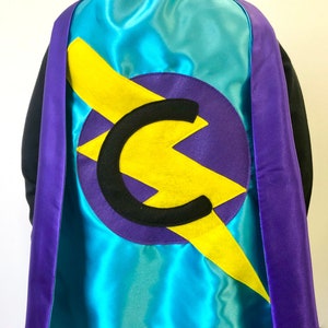 Personalized Superhero Cape - doublesided cape choose your initial - customized birthday gift