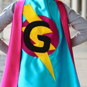 Superhero Cape Girls Superhero Cape double sided with Personalized initial Girl personalized gift 11