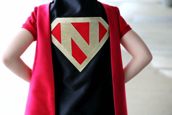 Personalized SUPERHERO CAPE with Custom Sparkle Shield - Fast Delivery - Personalized Initial - Kid Costume - Kids Superhero Party Il_570xn