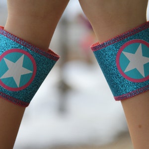 Girls Superhero Accessories New Kids Lightining Bolt or Super Star Sparkle Cuffs Coordinated perfect with our capes image 5