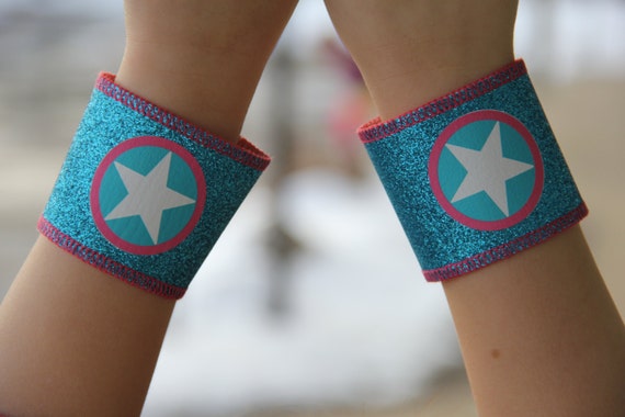 Fast Ship New Girls Super Star Sparkle Cuffs - Superhero Accessories - Coordinated perfect with our capes - Hero Party Il_570xn