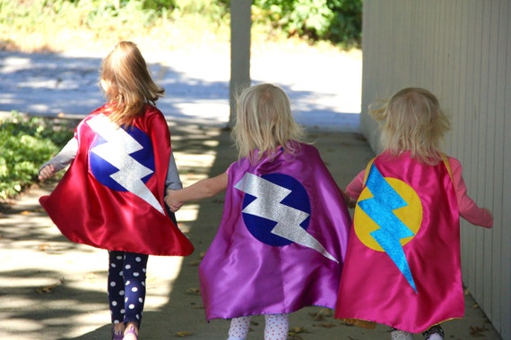 Fast Shipping - SPARKLE Lightning Bolt Superhero Cape - Add custom INITIAL - Quality Sparkle Design - Halloween Ready - Many options Il_570xn