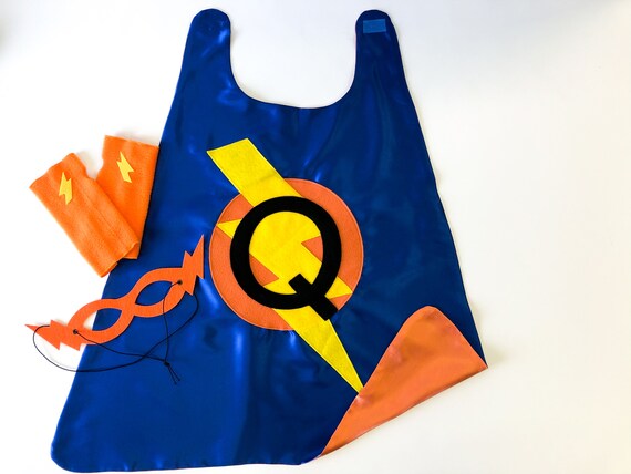 Kids Superhero Cape Set / Personalized Gift / Choose the Initial / 3 Piece Set / Includes Cape / Bolt Mask / Power Gloves / SHIPS FAST Il_570xn