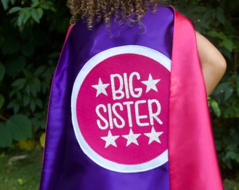 New BIG SISTER CAPE Set - Kids superhero cape - Big Brother Gift - Big Sister Gift - Ships Fast - Big Sisters Are Superheroes
