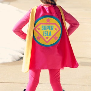 GIRLS FULL NAME Custom Shield Cape / Personalized Superhero Cape / Add Matching Accessories / Superhero Party / Fast Shipping / Halloween image 2