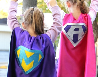Girl or Boy PERSONALIZED SHIELD Superhero Cape - Fast shipping - Superkidcapes - Lots of colors options - Add your childs initial