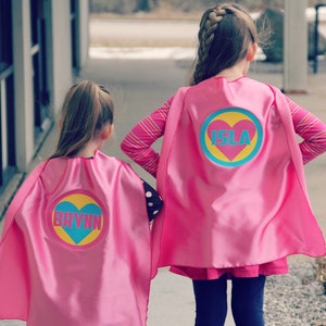 Girls PERSONALIZED SUPERHERO HEART Cape - Ships Next Day - Halloween Ready - Customized Name