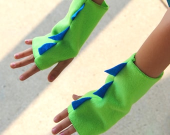 Kids Halloween DINOSAUR Fingerless Gloves - Ships Fast -  Kids Halloween Dino Costume Accessories - 7 color options - Dinosaur Party