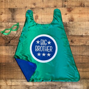 BIG BROTHER CAPE Set Kids superhero cape Big Brother Gift Big Sister Gift Big Brother Gift From Baby Big Brothers Are Superheroes green/blue big bro