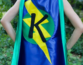 Holiday Sale - Fast Shipping - Kid Costumes - PERSONALIZED Kids Superhero Cape - Choose the Initial - Super hero party cape