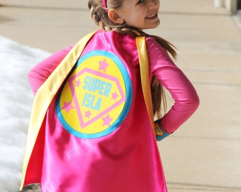 FULL NAME Custom Shield Cape - Kids  Personalized Superhero Cape - Girls Make Believe Gift - Superhero Party - Fast Shipping -Halloween Cape