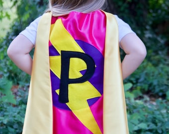 Holiday Sale - Best selling Kids SUPERHERO Cape Personalized double sided cape - Any Initial - Boy Birthday Gift - Superkidcapes Original