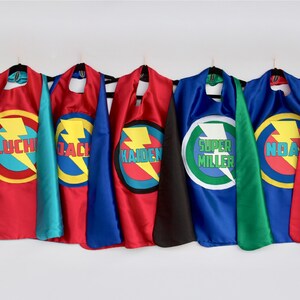 Ship Fast Kids Costume Boys PERSONALIZED SUPERHERO CAPE Customized Full Name Cape Superhero Party image 2