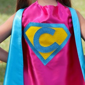 Personalized SUPERHERO CAPE Custom Gold Shield Fast Delivery Personalized Initial Kid Costume Kids Superhero Party Easter basket image 5