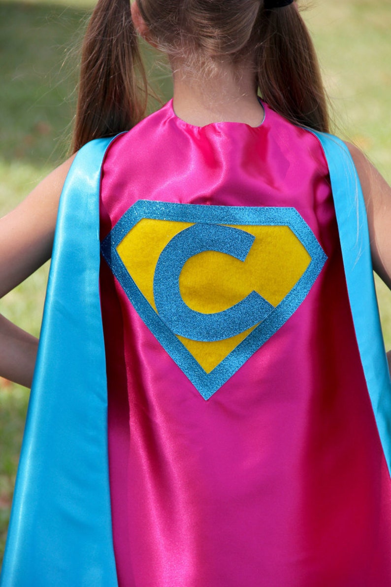 Kid Costume Personalized SUPERHERO CAPE with Custom Sparkle Shield Fast Delivery Kids Superhero Party Personalized Initial