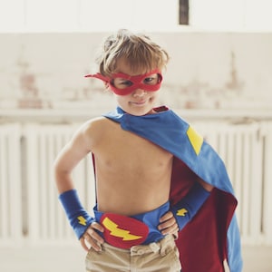 Kids Superhero Costume - Childrens Super Hero Cape Set - Includes cape plus 3 accessories - 10 choices - SHIPS FAST - Halloween Ready