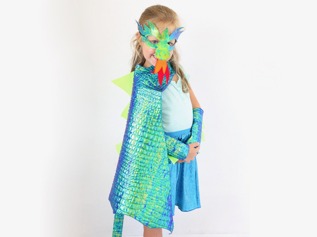 KIDS DRAGON Costume Cape With Scales and Spikes Dragon Mask - Etsy