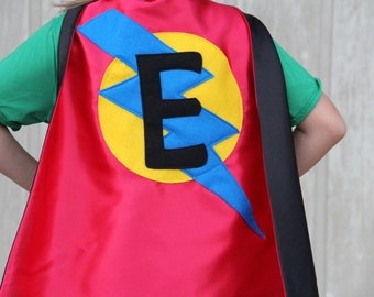 Super FAST DELIVERY - Kid Costumes - PERSONALIZED Kids Superhero Cape - Choose the Initial - Super hero party cape