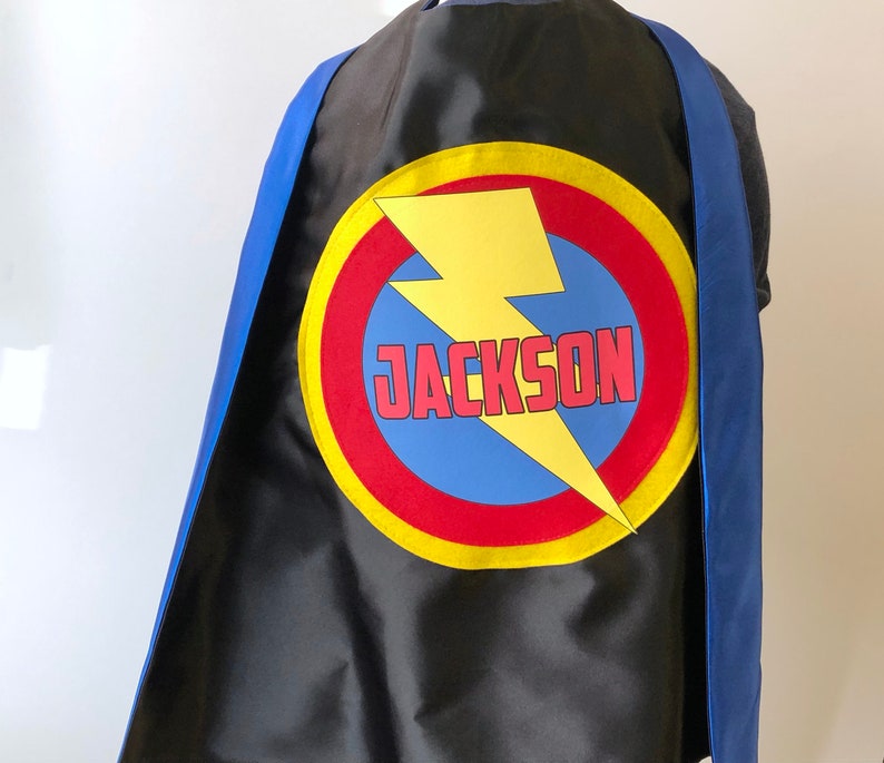 Ship Fast Kids Costume Boys PERSONALIZED SUPERHERO CAPE Customized Full Name Cape Superhero Party image 4