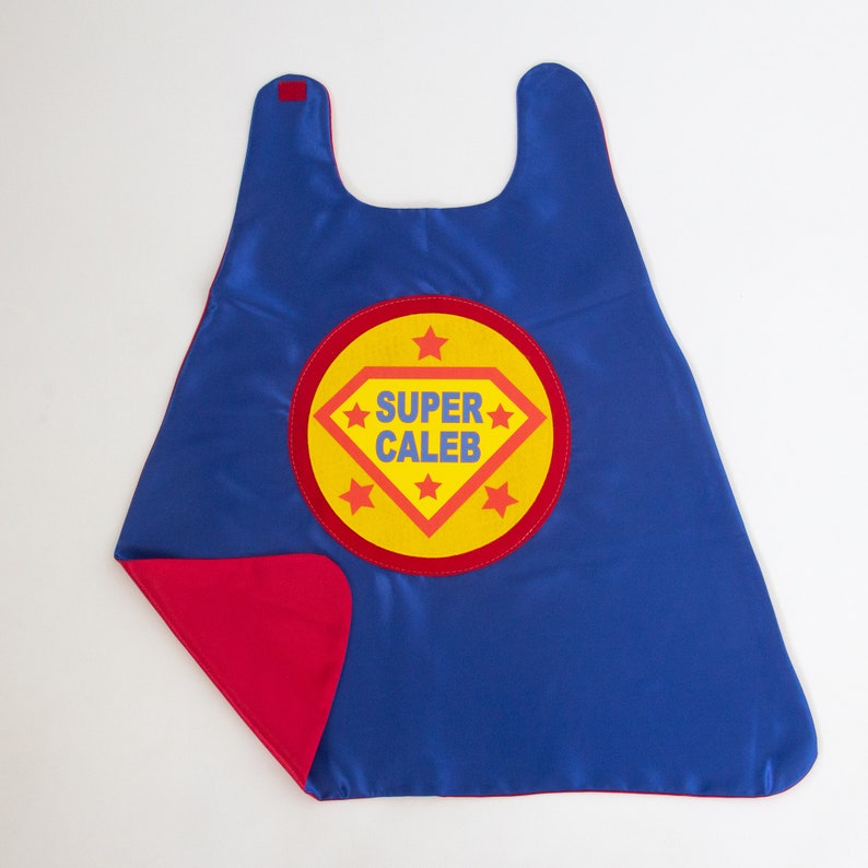 Girls FULL NAME Custom Shield Cape Personalized Superhero 6 BLUE/RED CAPE