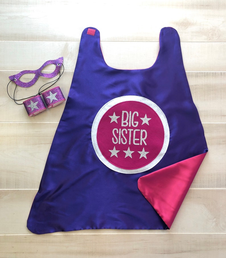 BIG BROTHER CAPE Set Kids superhero cape Big Brother Gift Big Sister Gift Big Brother Gift From Baby Big Brothers Are Superheroes purp/pink big sister