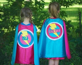 Girls Personalized Superhero Cape with full name - Supergirl - Superhero party - Customized girls birthday present