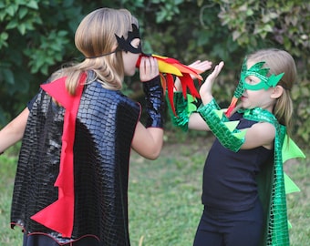 DRAGON Costume Cape with scales and spikes + optional Dragon Mask and Full Costume - Dress Up Costume - Kids Halloween Dragon Costume