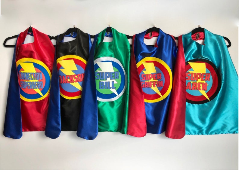 Halloween Ready Kid Superhero Costume PERSONALIZED SUPERHERO Party CAPE with Full Name Customized boy birthday present image 1