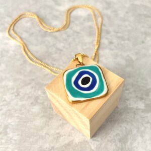 Evil Eye Necklace, Statement Necklace, Good Luck Necklace, Porcelain Jewelry, Porcelain Evil Eye