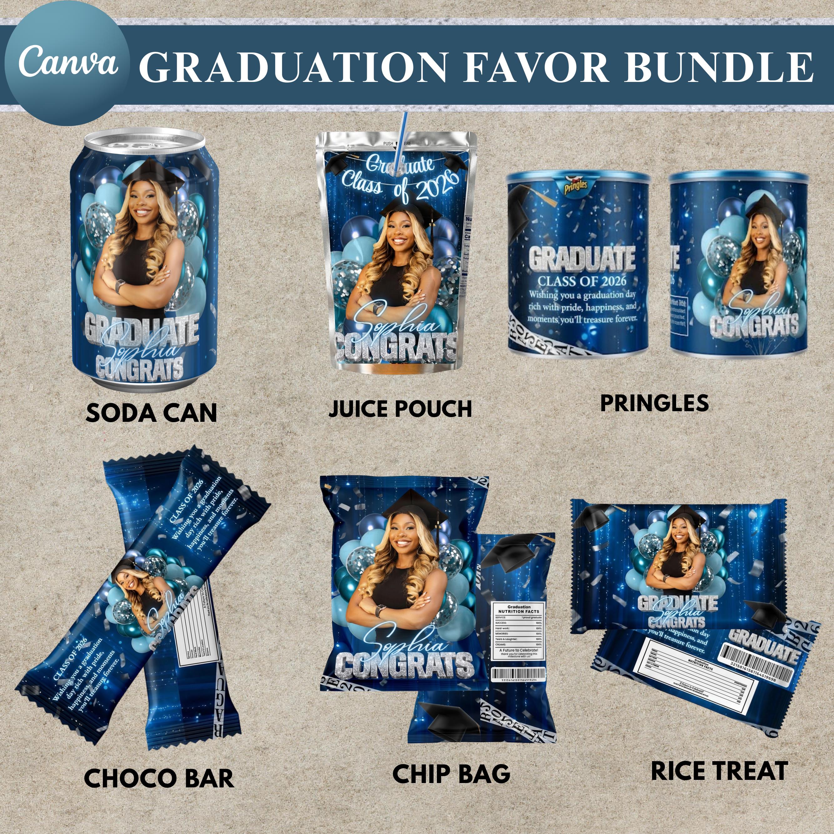 Graduation Party Favor Bundle, Senior Stole Design Template, Grad Chip ...
