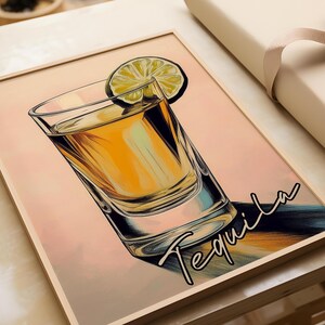 Wydruk Tequili, Wystrój Domu Wózka Barowego, Sztuka Ścienna z Napojami Podpisowymi, Prezent Na Parapetówkę, Plakat Zdjęć Do Domowego Baru
