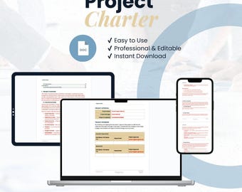 Project Management Template | Professional Project Charter | Editable & Easy to Use