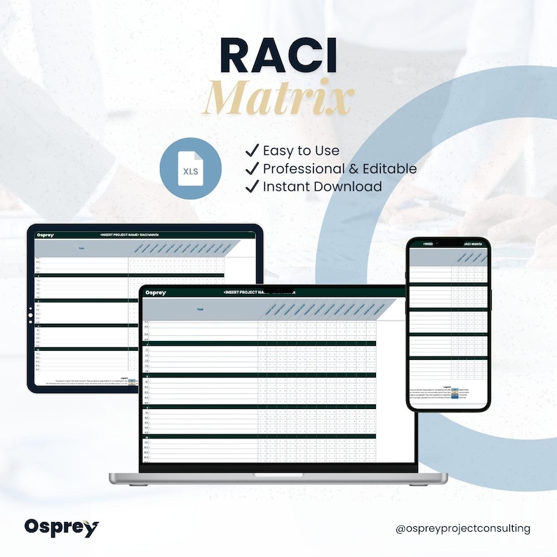 RACI Matrix Excel Template | Project Roles & Responsibilities Chart ...