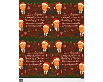 Trump Christmas Wrapping Paper Funny Santa Trump Gift Wrap Conservative Holiday Humor Gag Gift Political Novelty Paper Patriotic Decor USA