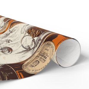 Bourbon and Cigar Wrapping Paper Whiskey Gift Wrap for Men Cigar Lover Birthday Rustic Barware Themed Fathers Day Gift Wrap image 4