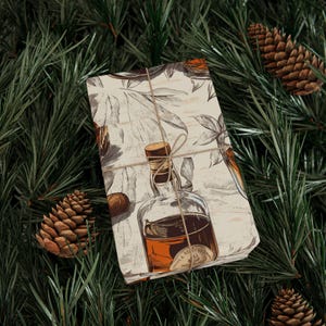 Bourbon and Cigar Wrapping Paper Whiskey Gift Wrap for Men Cigar Lover Birthday Rustic Barware Themed Fathers Day Gift Wrap image 9