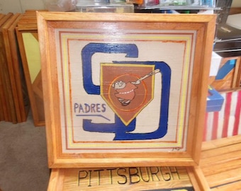 mlb SAN DIEGO PADRIES inlaid wood team logo