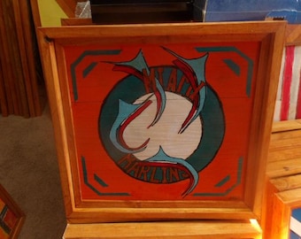 MLB MIAMI MARLINS inlaid wood team logo