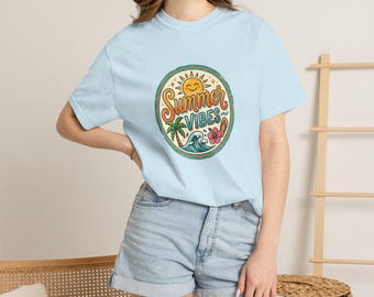 T-shirt Summer Vibes Sun Palm Waves | Strandretro surfgraphic
